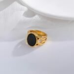 Vintage Hollow Oval Stainless Steel Ring for Men | K002667 - Image 3
