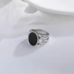 Vintage Hollow Oval Stainless Steel Ring for Men | K002667 - Image 4