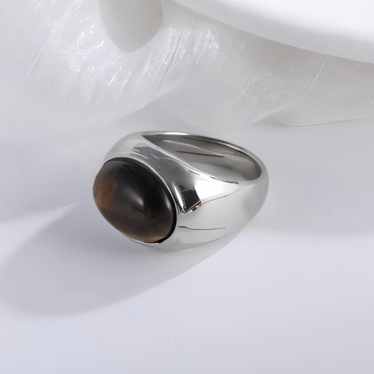 Vintage Inspired Stainless Steel Ring with Bold Tiger Eye Stone for Men | K00101 - Image 2