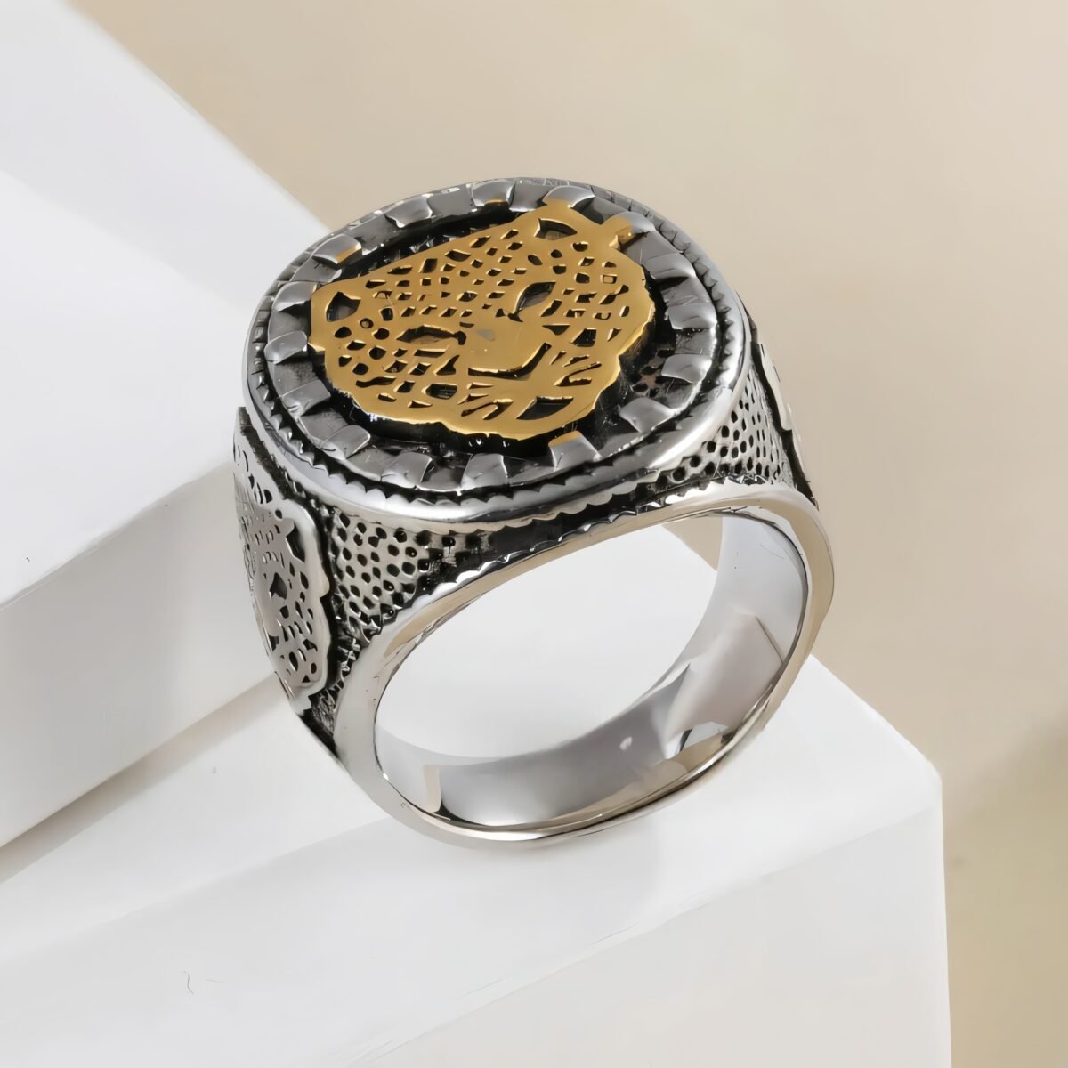 Vintage panther head men's stainless steel ring | G001132 - Image 3