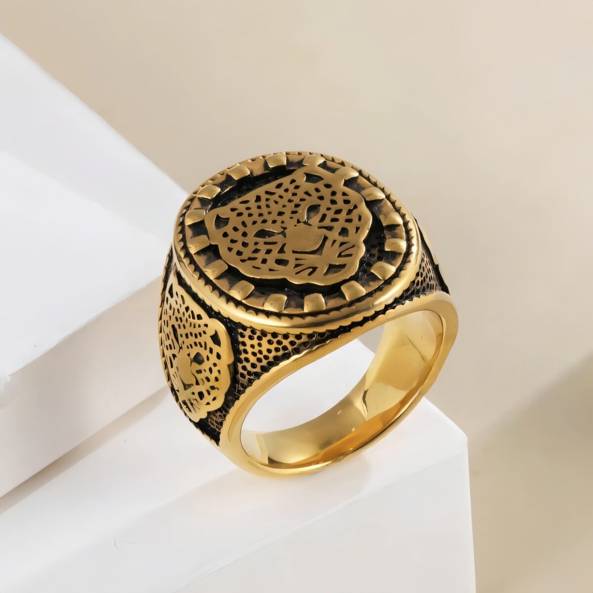 Vintage panther head men's stainless steel ring | G001132 - Image 2