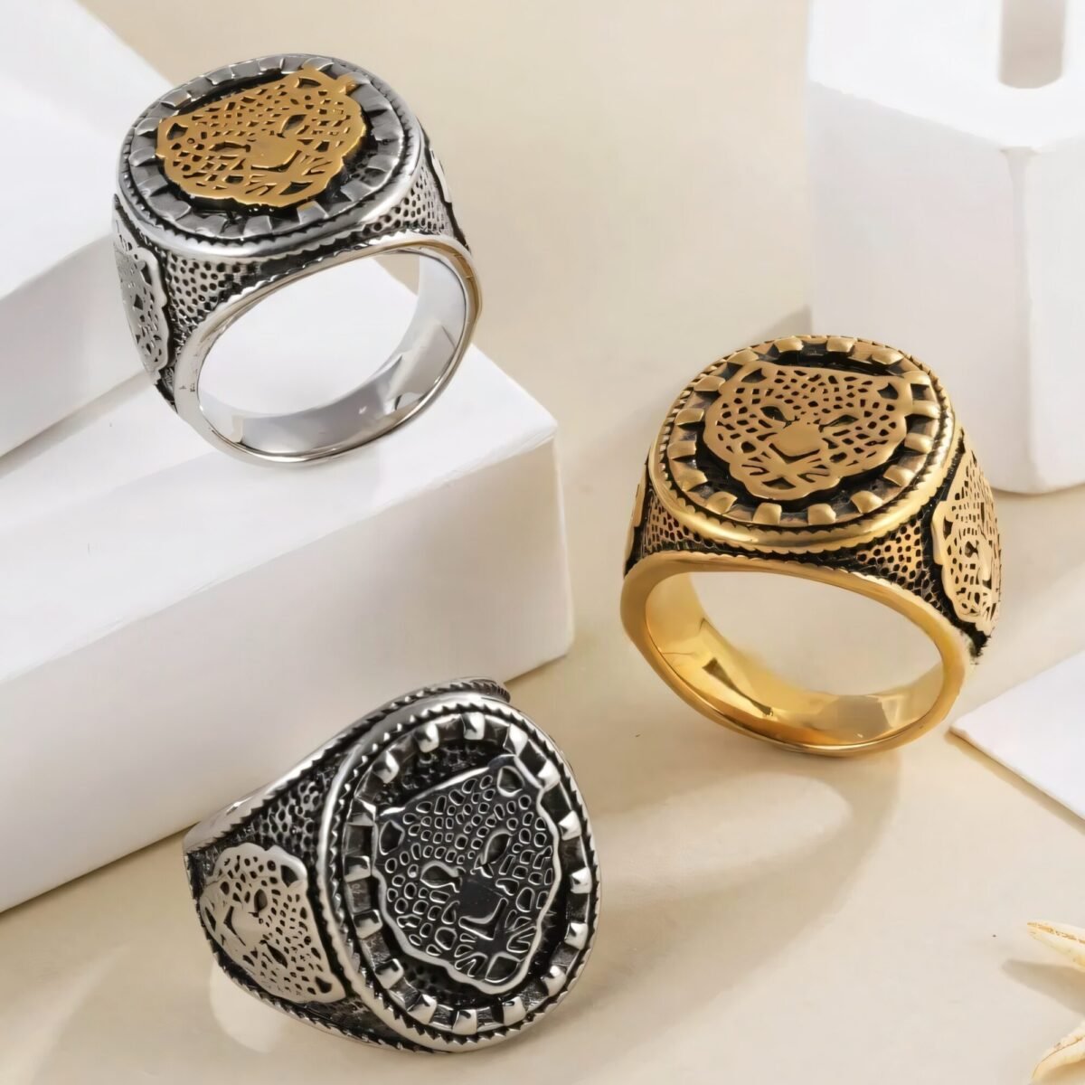 Vintage panther head men's stainless steel ring | G001132 - Image 1
