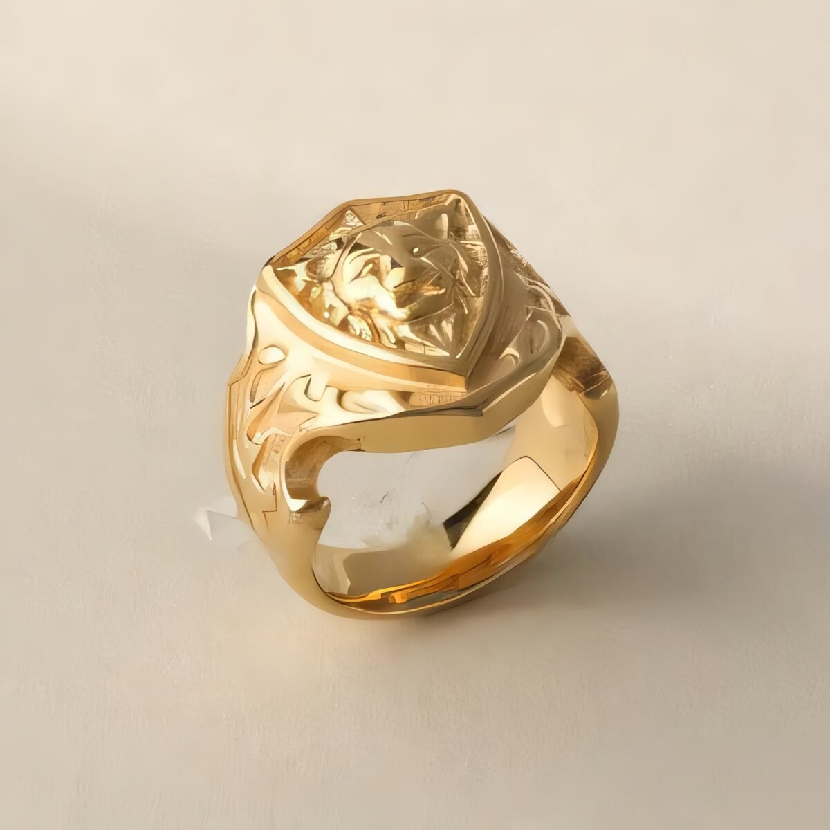 Vintage Lion Design Ring Men's Two-Tone Gold & Silver Stainless Steel Ring | G001055 - Image 2
