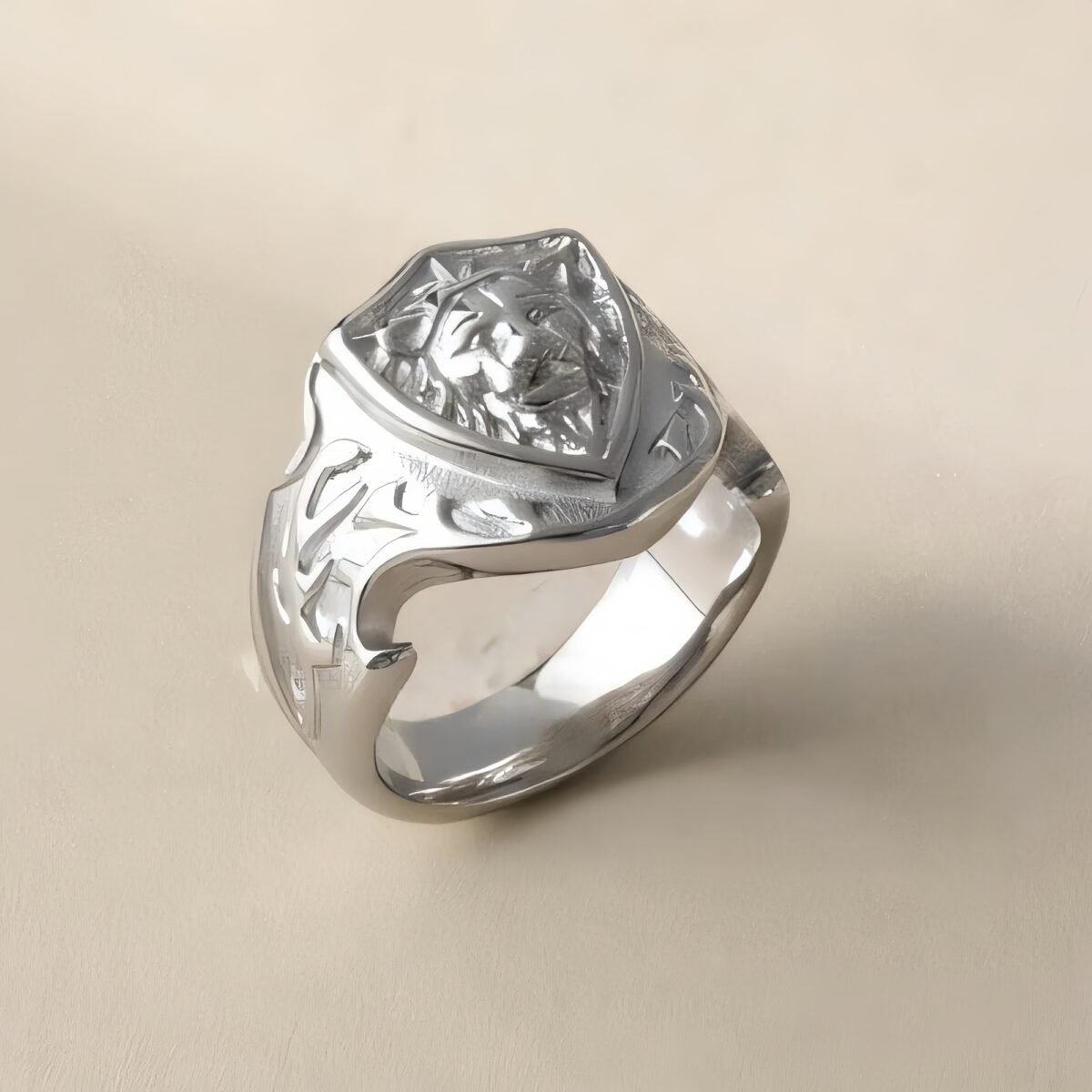 Vintage Lion Design Ring Men's Two-Tone Gold & Silver Stainless Steel Ring | G001055 - Image 5