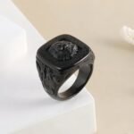 Vintage Lion Head Square Stainless Steel Ring Unique Design | G00771 - Image 4