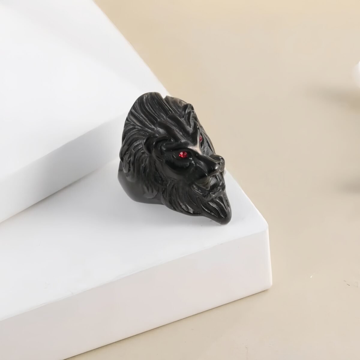 Vintage Lion Head Stainless Steel Ring with Red Eyes Unique Design | DZ350 - Image 5