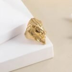 Vintage Lion Head Stainless Steel Ring with Red Eyes Unique Design | DZ350 - Image 3