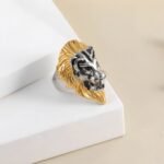 Vintage Lion Head Stainless Steel Ring with Red Eyes Unique Design | DZ350 - Image 4