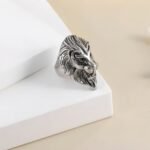 Vintage Lion Head Stainless Steel Ring with Red Eyes Unique Design | DZ350 - Image 6