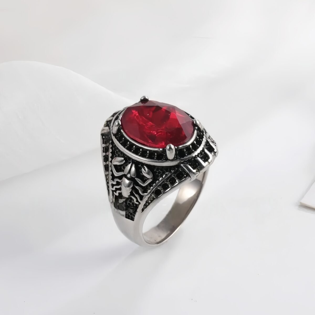 Vintage Scorpion Pattern Gemstone Ring Men's Silver Trendy Jewelry | K00844 - Image 5