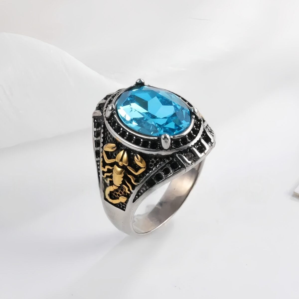 Vintage Scorpion Pattern Gemstone Ring Men's Silver Trendy Jewelry | K00844 - Image 3