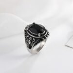 Vintage Scorpion Pattern Gemstone Ring Men's Silver Trendy Jewelry | K00844 - Image 7