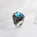 Vintage Scorpion Pattern Gemstone Ring Men's Silver Trendy Jewelry | K00844 - Image 8