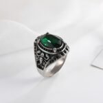 Vintage Scorpion Pattern Gemstone Ring Men's Silver Trendy Jewelry | K00844 - Image 6