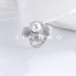 Classic Pearl Inlaid Flower Stainless Steel Women's Waterproof Ring | G005437 - Image 3