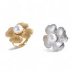 Classic Pearl Inlaid Flower Stainless Steel Women's Waterproof Ring | G005437 - Image 2