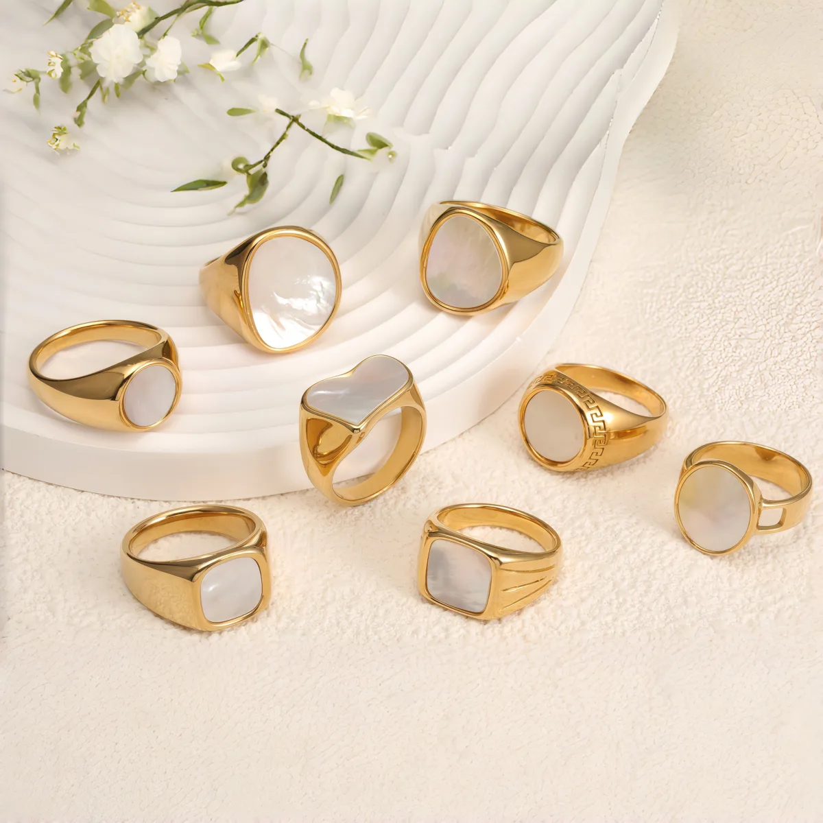 fashionable gold mother of pearl ring eye catching accessory for stylish outfits
