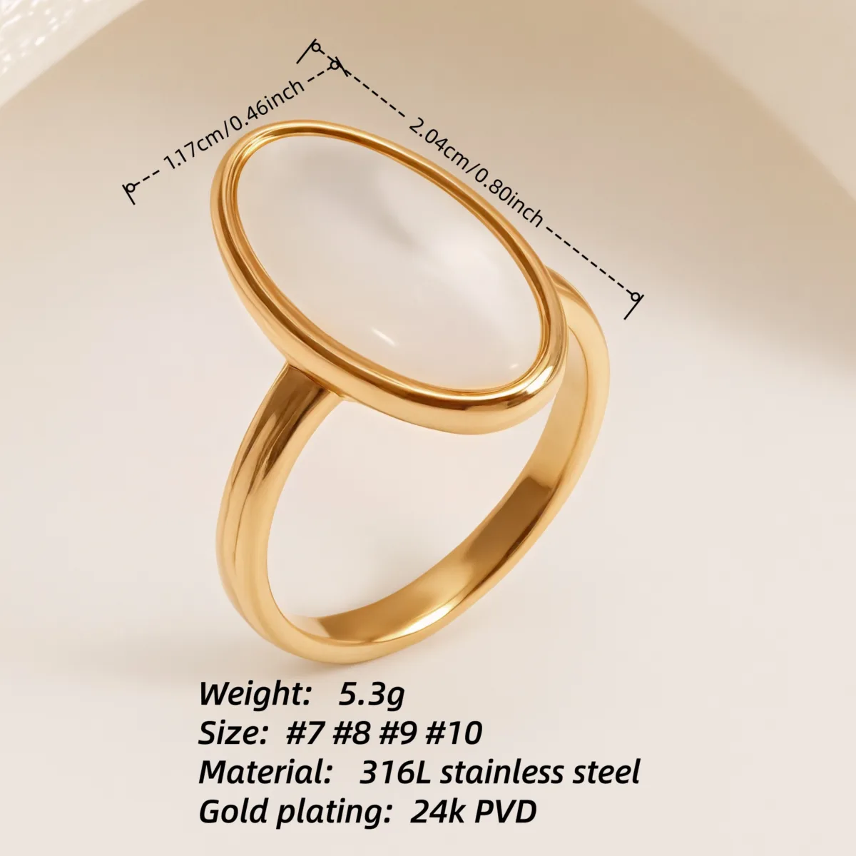 metallic texture mother of pearl ring set trendy and versatile unisex accessory