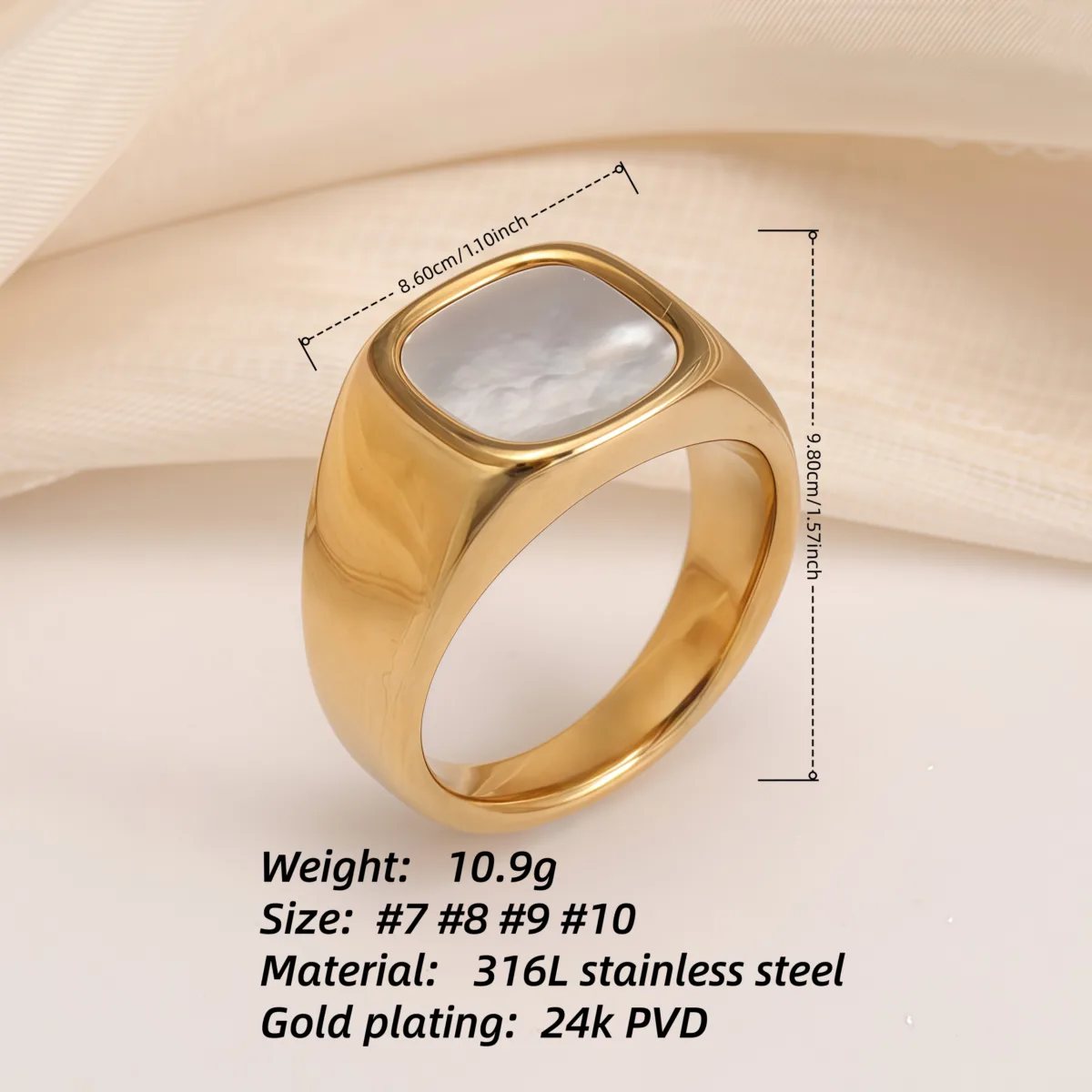 fashionable gold mother of pearl ring eye catching accessory for stylish outfits