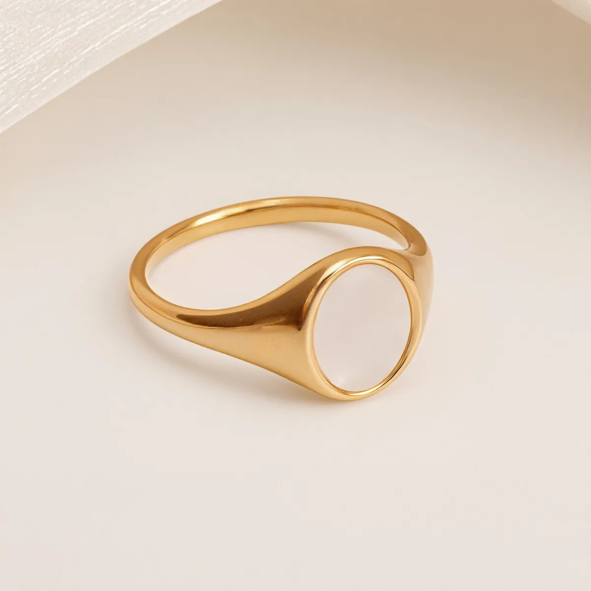 metallic texture mother of pearl ring set trendy and versatile unisex accessory