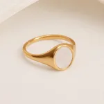 metallic texture mother of pearl ring set trendy and versatile unisex accessory