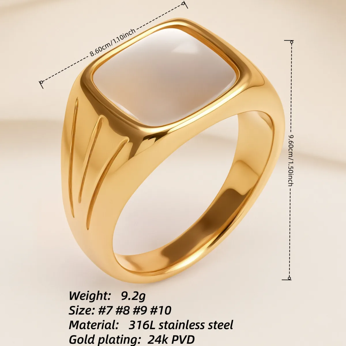 fashionable gold mother of pearl ring eye catching accessory for stylish outfits