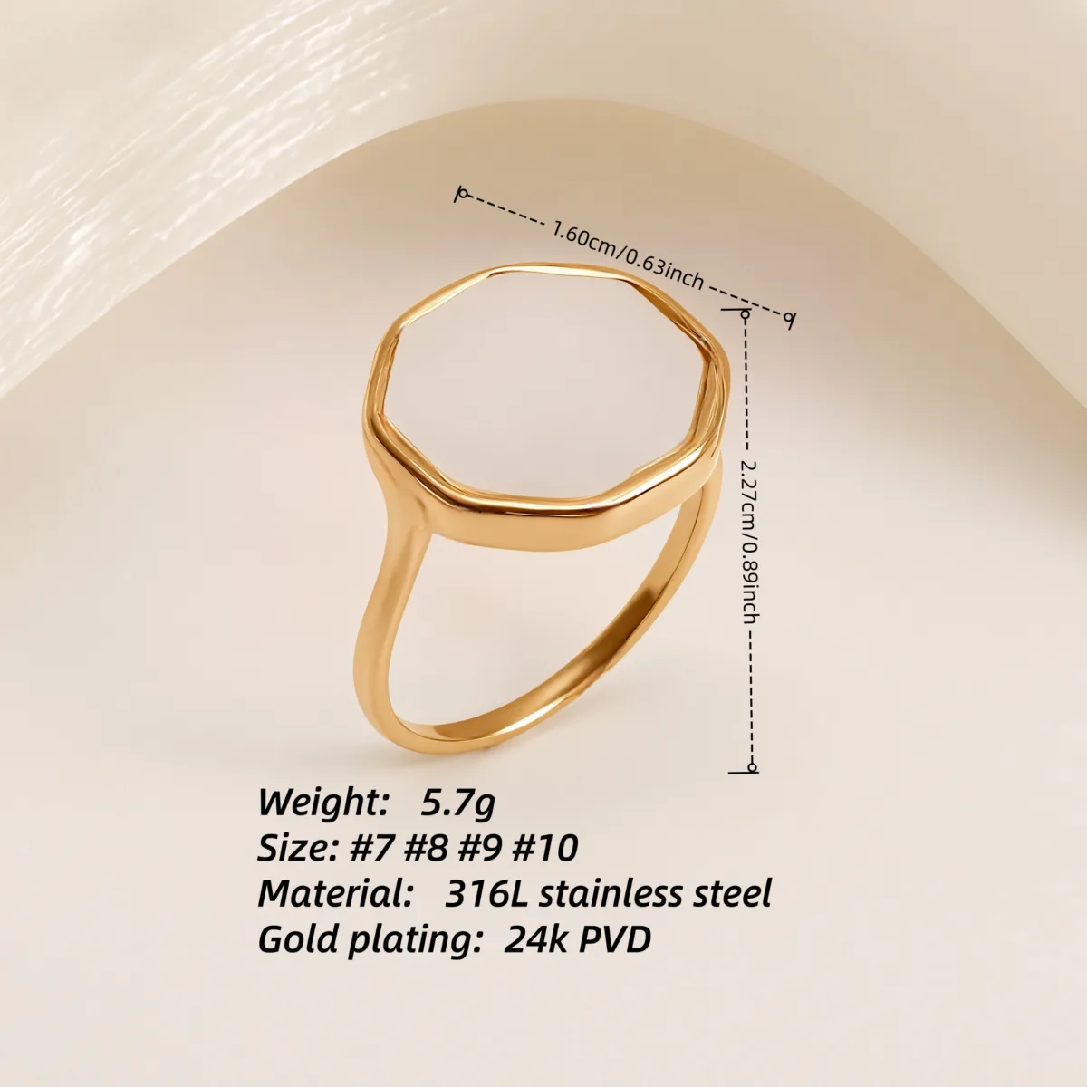 metallic texture mother of pearl ring set trendy and versatile unisex accessory