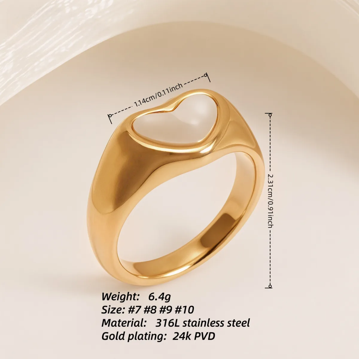 metallic texture mother of pearl ring set trendy and versatile unisex accessory