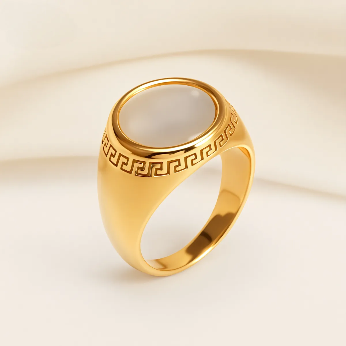 fashionable gold mother of pearl ring eye catching accessory for stylish outfits