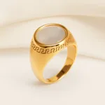 fashionable gold mother of pearl ring eye catching accessory for stylish outfits