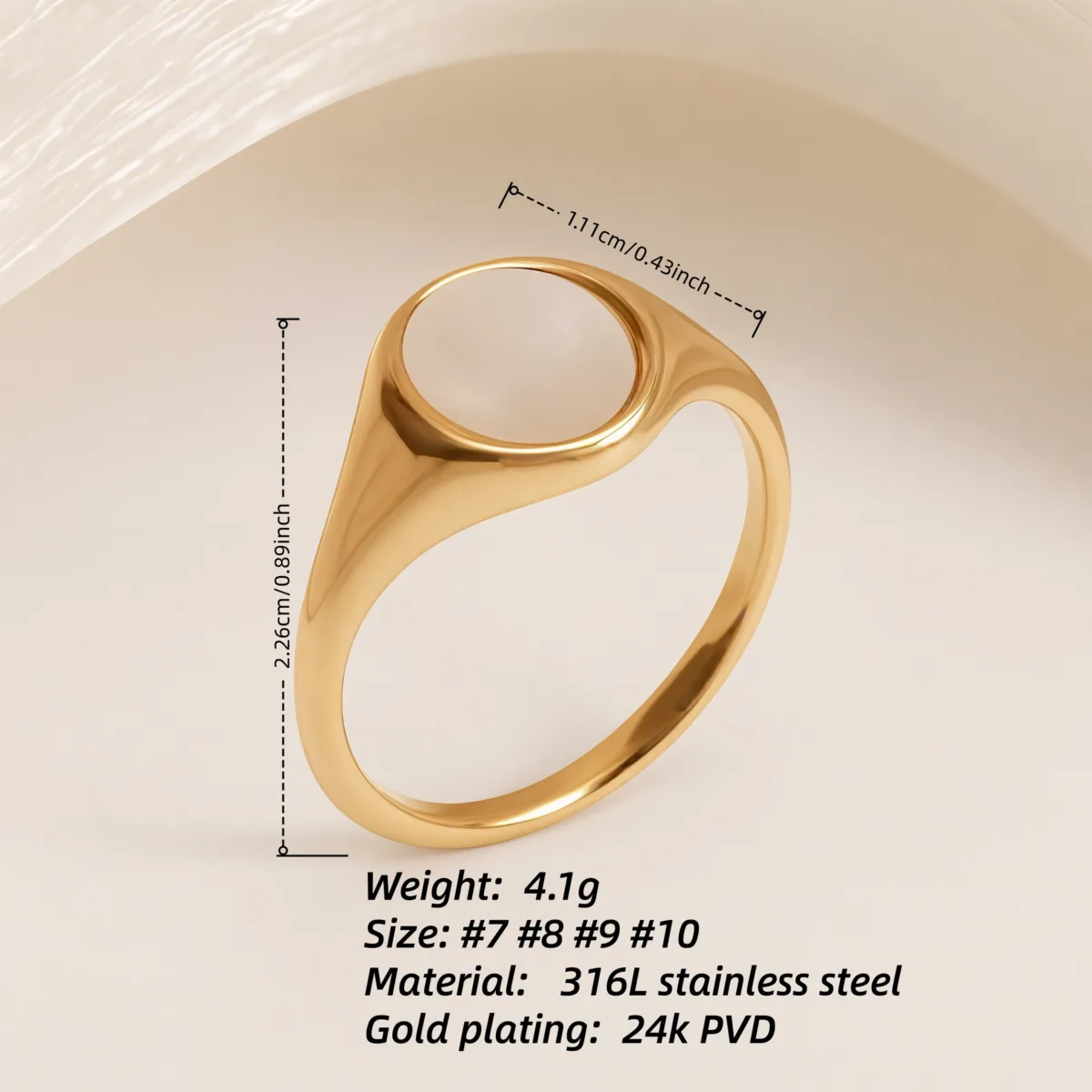 metallic texture mother of pearl ring set trendy and versatile unisex accessory