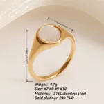 metallic texture mother of pearl ring set trendy and versatile unisex accessory