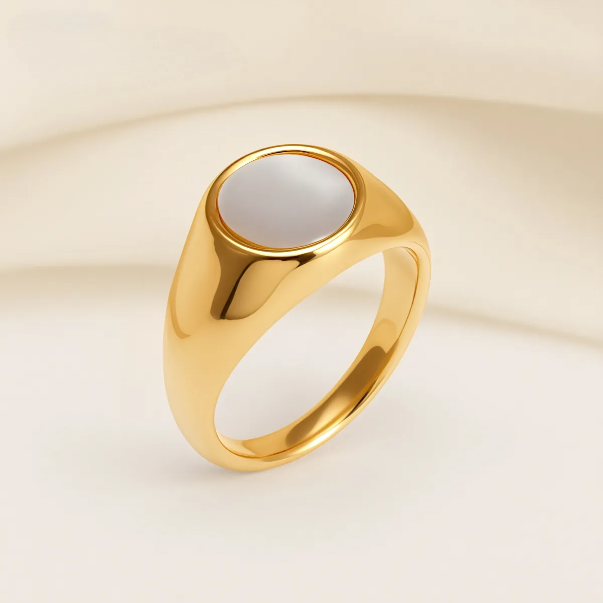 fashionable gold mother of pearl ring eye catching accessory for stylish outfits