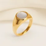 fashionable gold mother of pearl ring eye catching accessory for stylish outfits