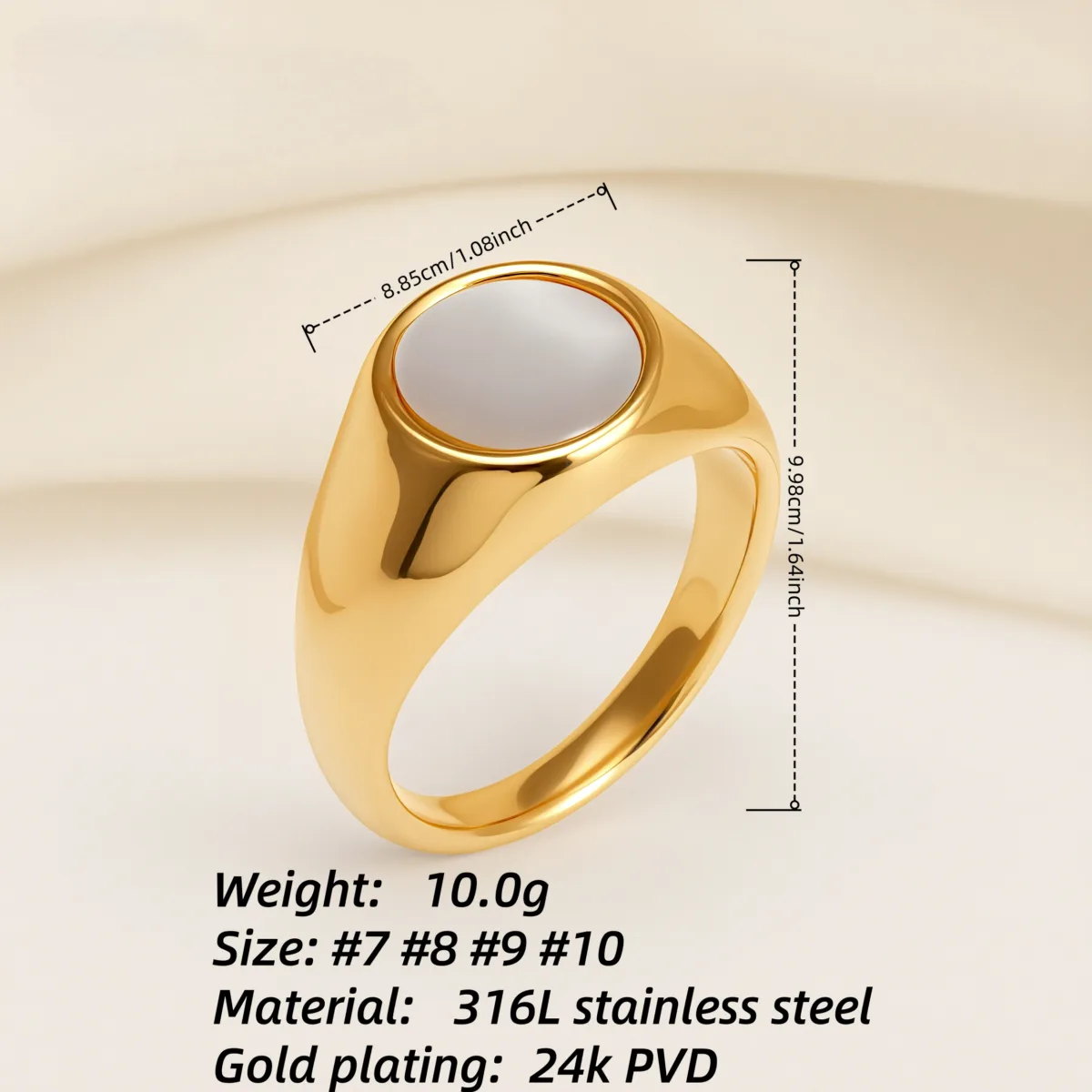 fashionable gold mother of pearl ring eye catching accessory for stylish outfits