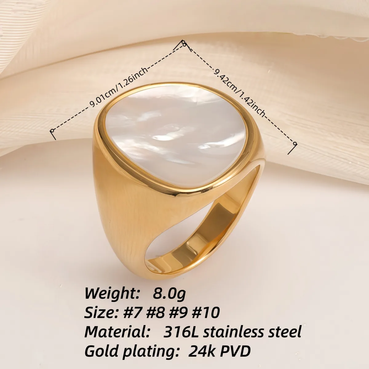 fashionable gold mother of pearl ring eye catching accessory for stylish outfits
