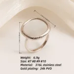 metallic texture mother of pearl ring set trendy and versatile unisex accessory
