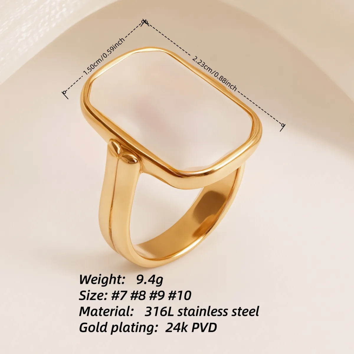 metallic texture mother of pearl ring set trendy and versatile unisex accessory