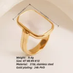 metallic texture mother of pearl ring set trendy and versatile unisex accessory