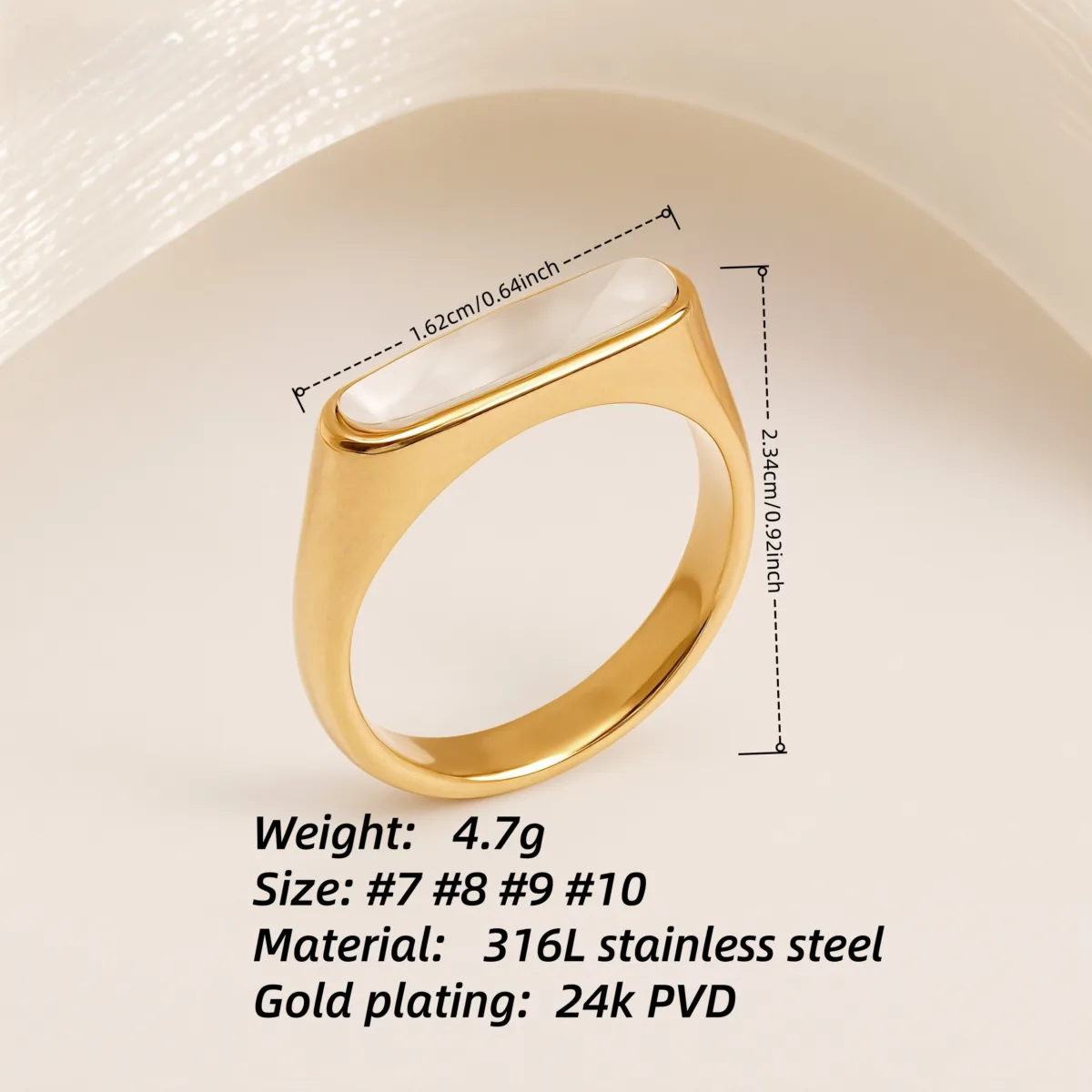 metallic texture mother of pearl ring set trendy and versatile unisex accessory