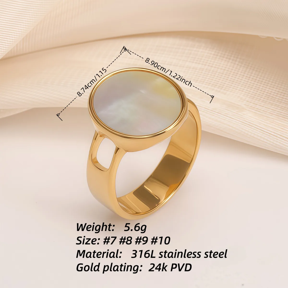 fashionable gold mother of pearl ring eye catching accessory for stylish outfits