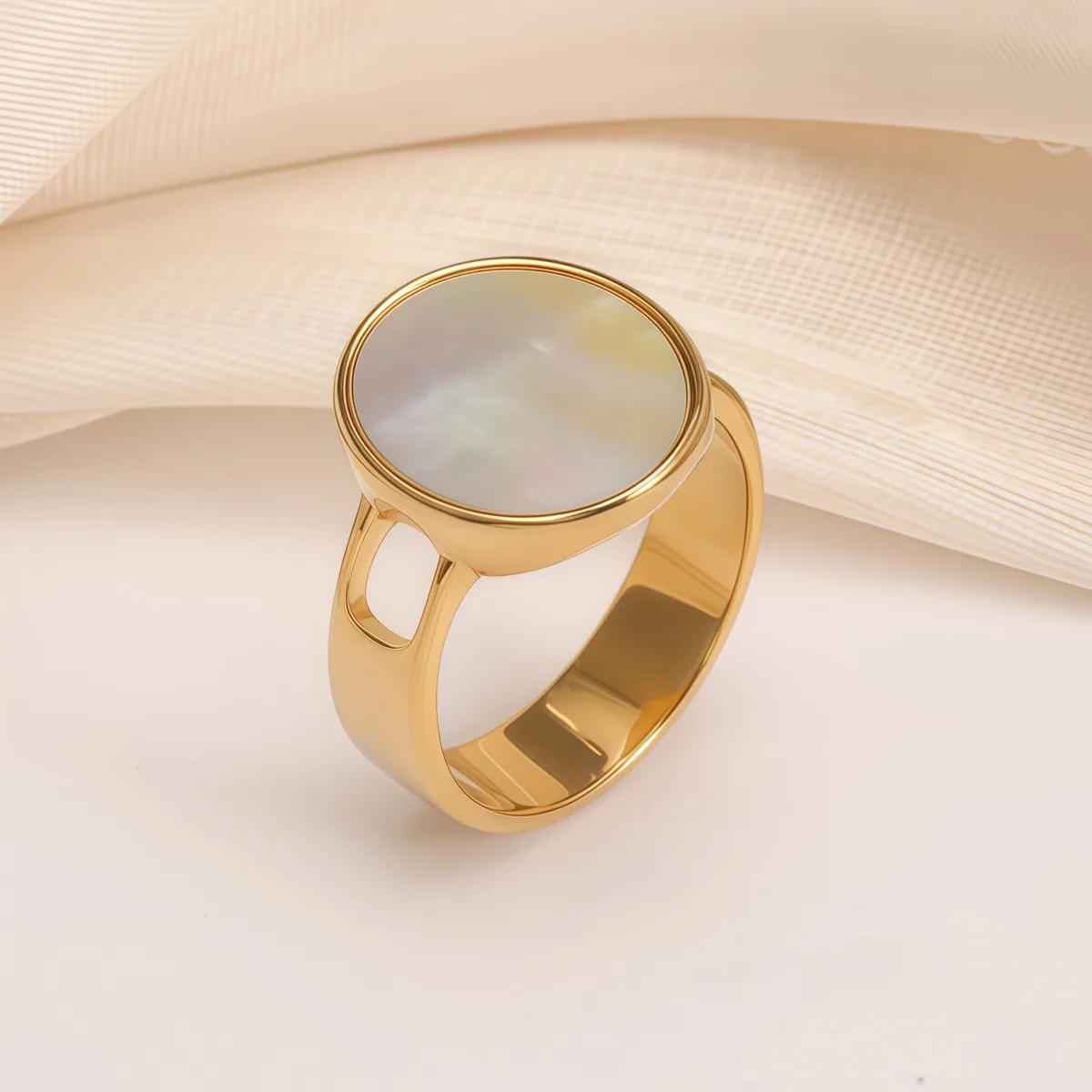 fashionable gold mother of pearl ring eye catching accessory for stylish outfits