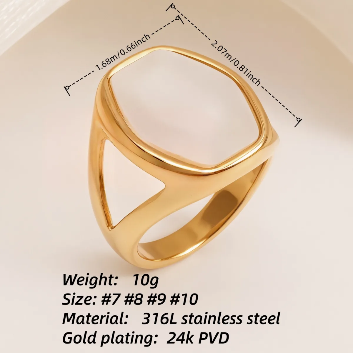 metallic texture mother of pearl ring set trendy and versatile unisex accessory