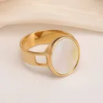 fashionable gold mother of pearl ring eye catching accessory for stylish outfits
