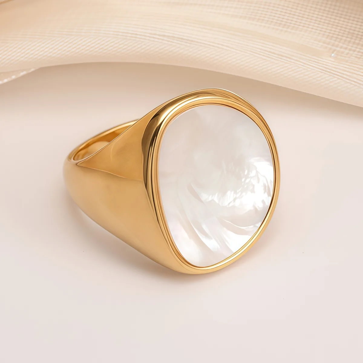 fashionable gold mother of pearl ring eye catching accessory for stylish outfits
