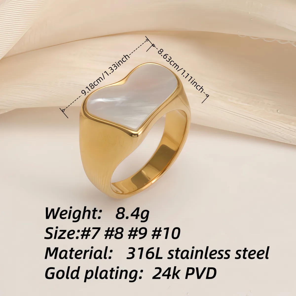 fashionable gold mother of pearl ring eye catching accessory for stylish outfits
