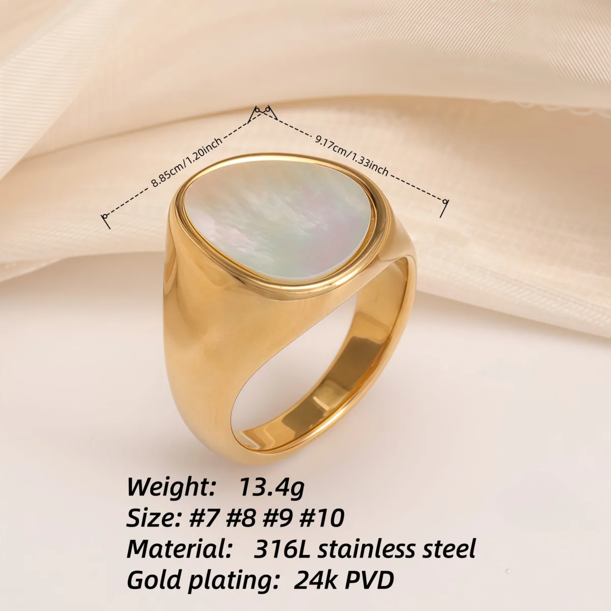 fashionable gold mother of pearl ring eye catching accessory for stylish outfits