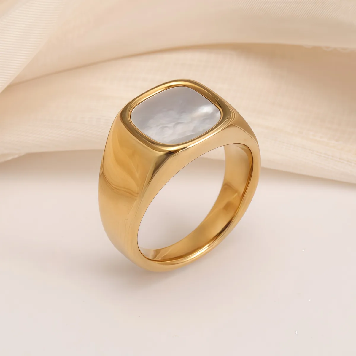 fashionable gold mother of pearl ring eye catching accessory for stylish outfits
