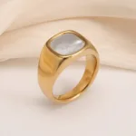 fashionable gold mother of pearl ring eye catching accessory for stylish outfits