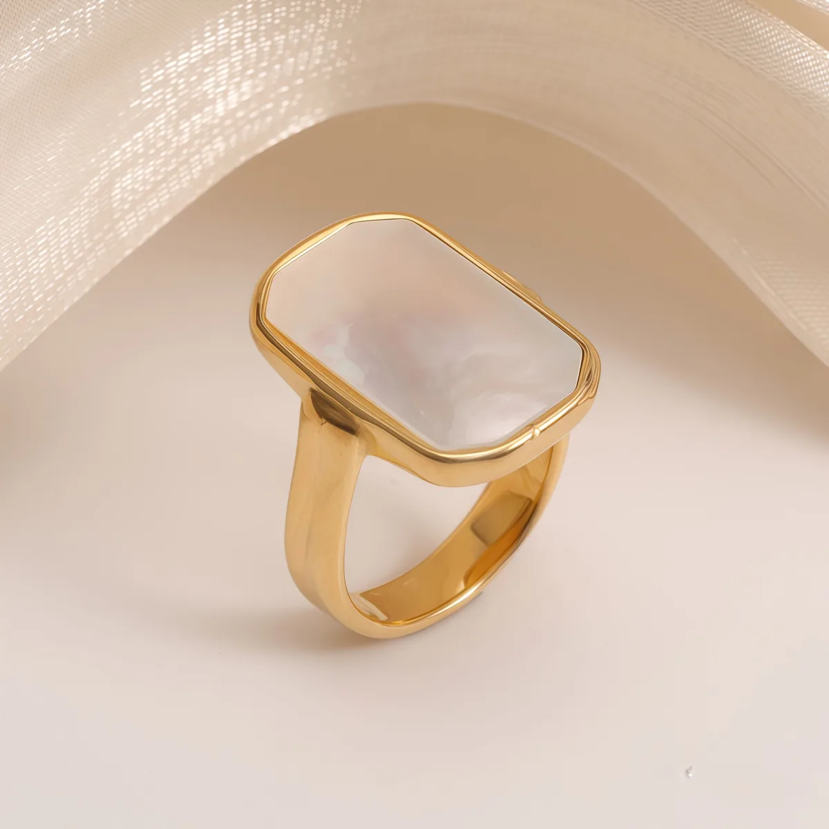 metallic texture mother of pearl ring set trendy and versatile unisex accessory